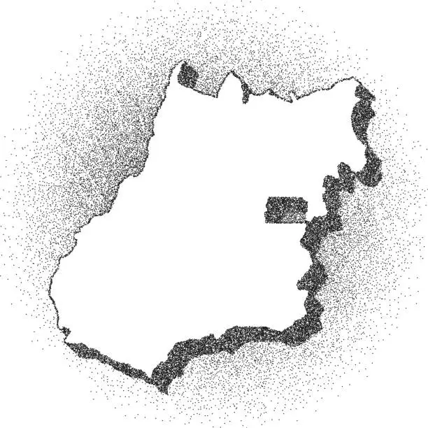 Vector illustration of Stippled Goias map - Stippling Art - Dotwork - Dotted style