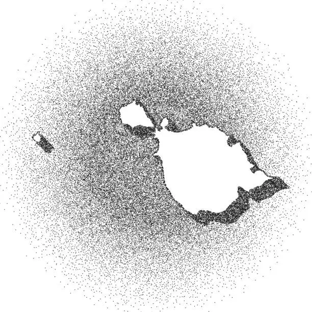 Vector illustration of Stippled Heard Island and McDonald Islands map - Stippling Art - Dotwork - Dotted style