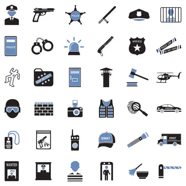 Vector illustration of Police Icons. Two Tone Flat Design. Vector Illustration.