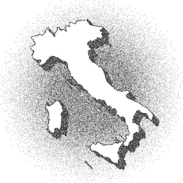 点描イタリア地図 - 点描芸術 - ドットワーク - ドットスタイル - italy map sicily cartography点のイラスト素材／クリップアート素材／マンガ素材／アイコン素材