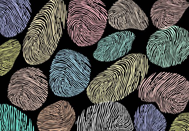 istock abstract fingerprint background. multicolored finger skin marks on a black background. modern vector illustration. background images for fabrics, presentations, magazines, 1371054305