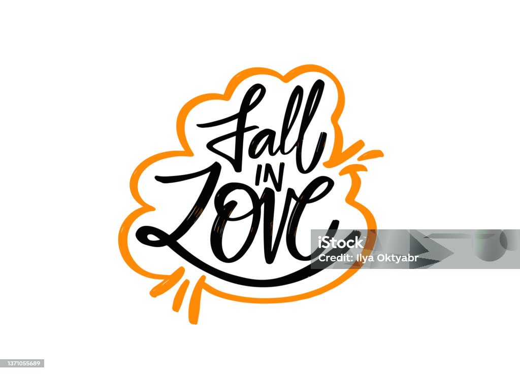 Love Fall Lettering Fall In Love Hand Drawn Black Color Lettering Phrase Stock Illustration ...
