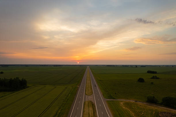 istock Panorama of highway road, before the storm 1371057927