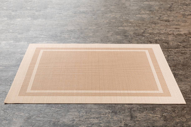 istock Perspective view of brown tablecloth for food on cement background. Empty space for your design 1371058376