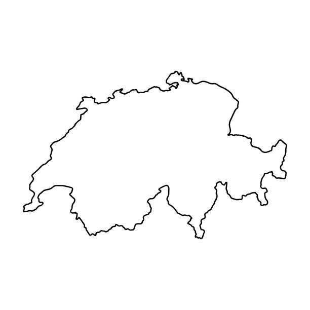 ilustrações de stock, clip art, desenhos animados e ícones de outline map of switzerland white background. - map switzerland swiss culture zurich