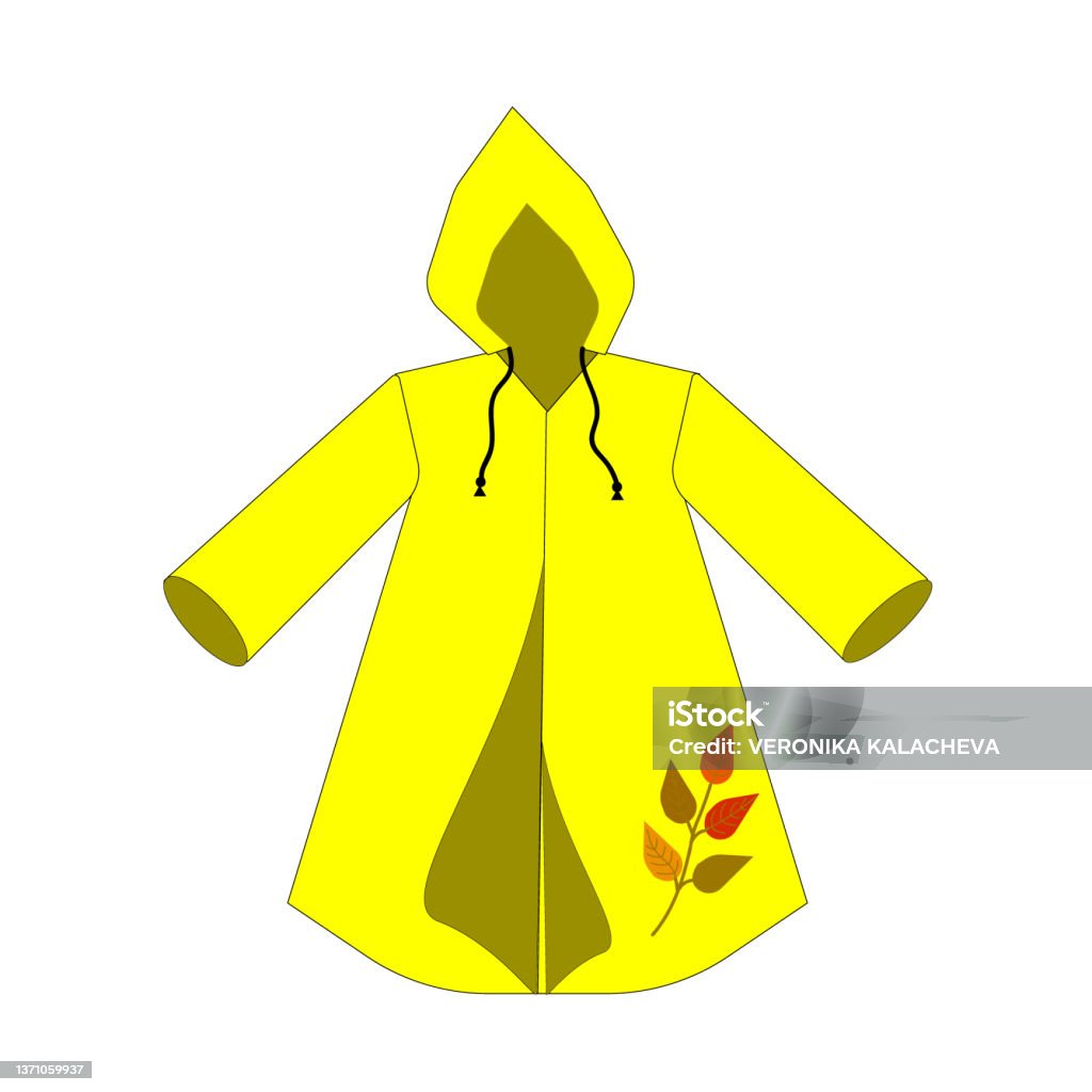Rain Yellow Raincoat Isolated On A White Backgroundvector Raincoat Can ...