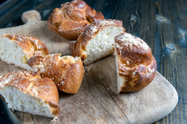 istock wheat fresh bun with filling cut into pieces 1371060920