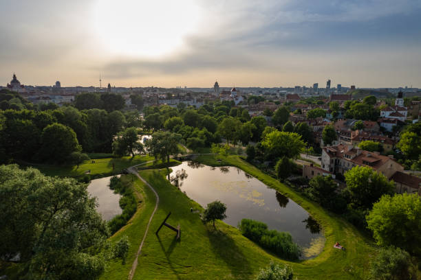 istock Panorama of sunny Vilnius old town 1371061065