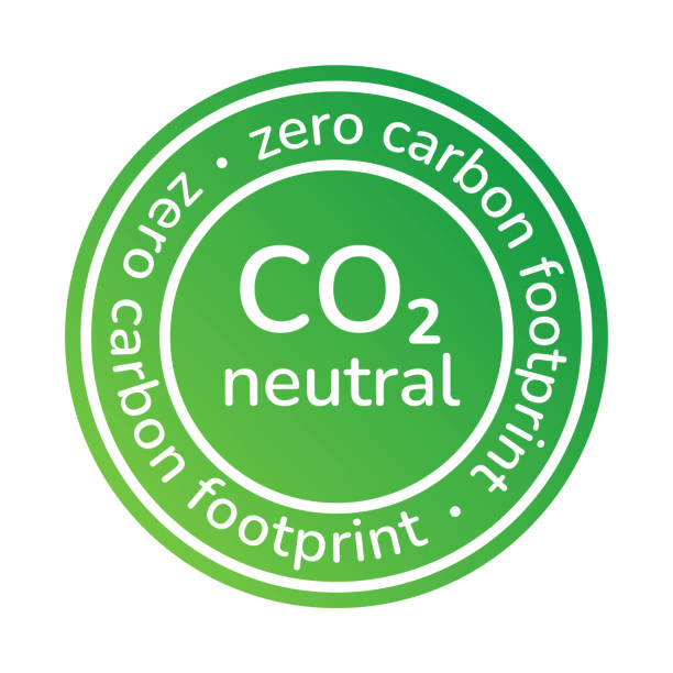 знак сертификата концепции нулевого углеродного следа. co2 нейтральный круглый значок наклейки. сокращение выбросов углерода, сохранение з� - footprint carbon environment global warming stock illustrations