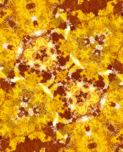 Yellow and Brown Textured Background Painted Kaleidoscope stock photo
