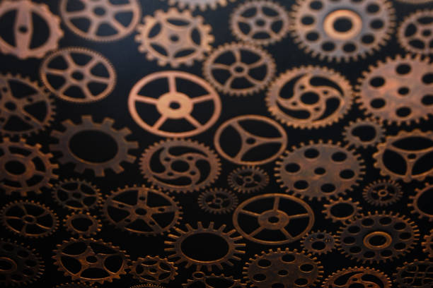 istock Background of the gear on black background. 1371067800
