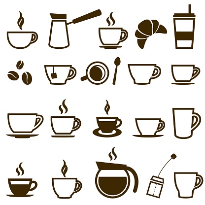 Coffee and Tea cup icon set