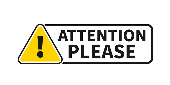 attention please with exclamation mark. label sign icon. web banner for business