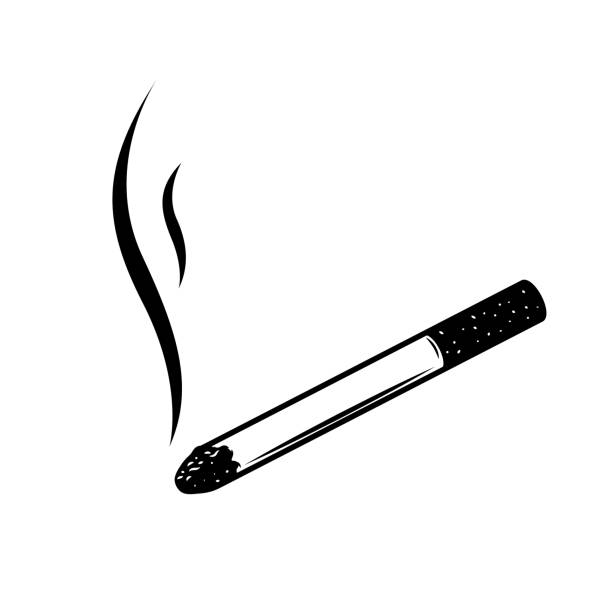 illustrazioni stock, clip art, cartoni animati e icone di tendenza di illustrazione di sigaretta in stile monocromatico. elemento di design per etichetta, segno, poster, carta. illustrazione vettoriale - e cigarette