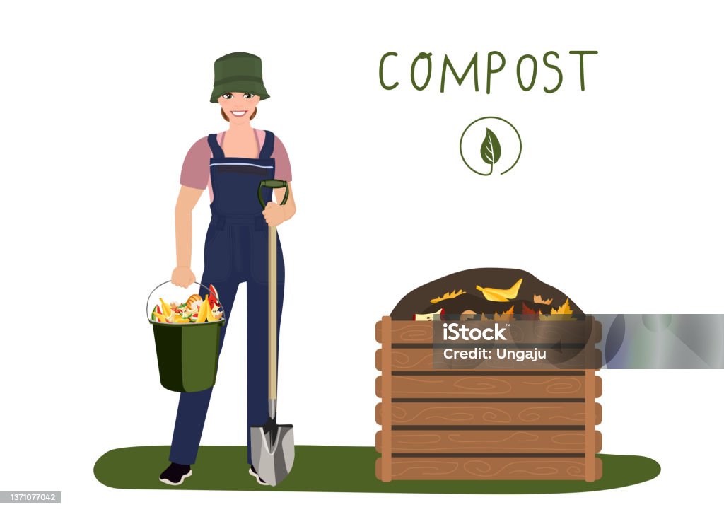Compost Man Composting Man Making Compost Zero Waste Concept Vector Illustration ...