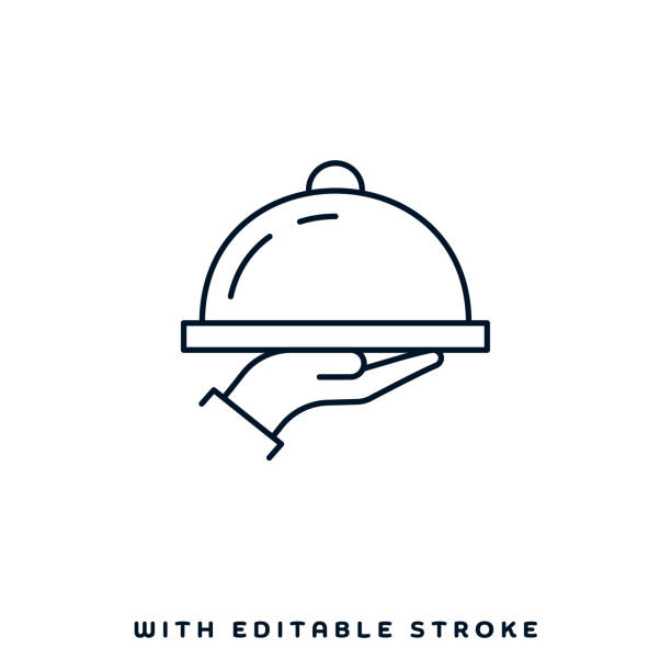 projekt ikony fine dining line - gourmet stock illustrations