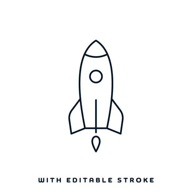 Vector illustration of Rocket Take-off Line Icon Design