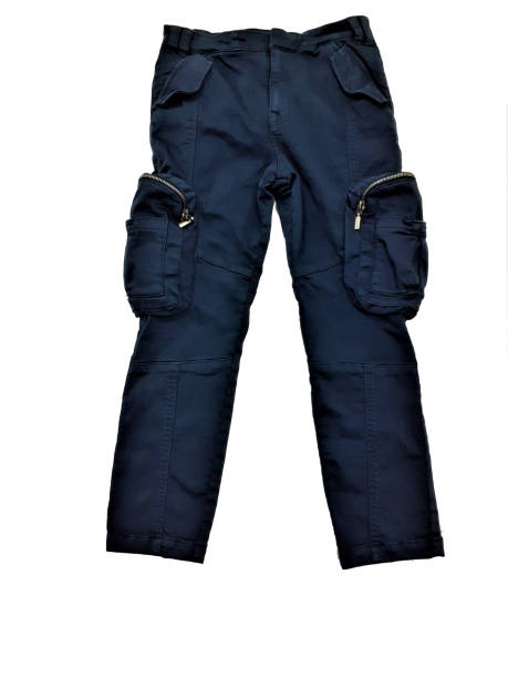 istock Blue night color cargo twill trouser for older boys 1371080705