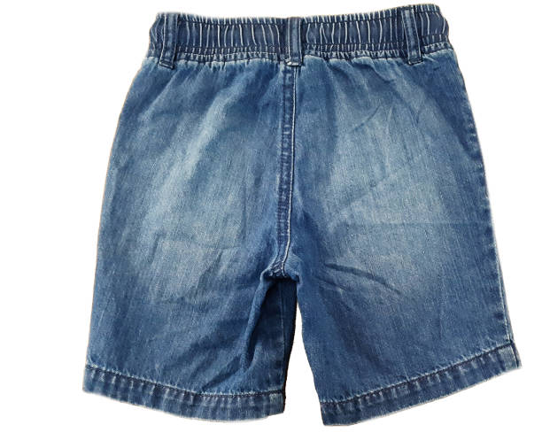 istock Elasticated waist denim short with shoe lace draw cord rapping thread at the end  front side 1371080761
