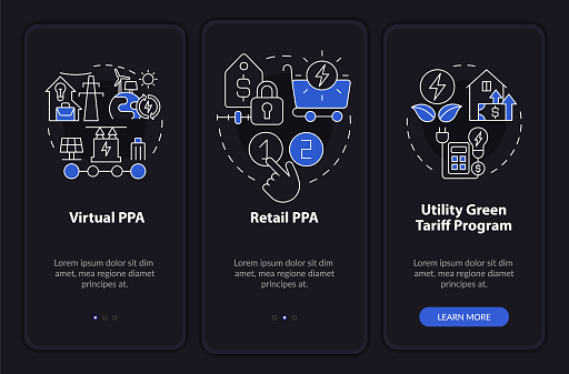Ppa Android Types Of Ppa Night Mode Onboarding Mobile App Screen Stock Illustration ...
