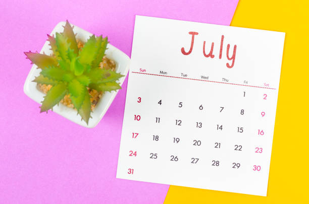 July 2024 calendar on yellow background