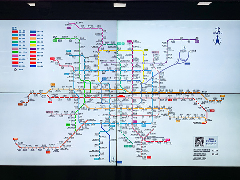 2021.10.23, Beijing, CHINA. LED Screen of Beijing subway route map