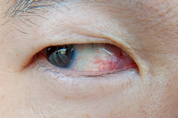 istock Close-up Asian man eye with eye irritation 1371085692