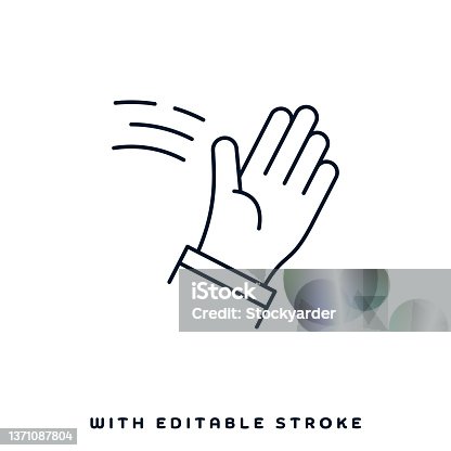 istock Waving Hand Line Icon Design 1371087804