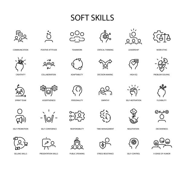 illustrazioni stock, clip art, cartoni animati e icone di tendenza di icona soft skills - sicurezza di sé