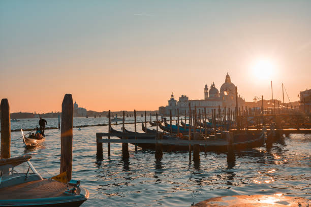 istock Grand Canal Gondolas at the pier 1371090309