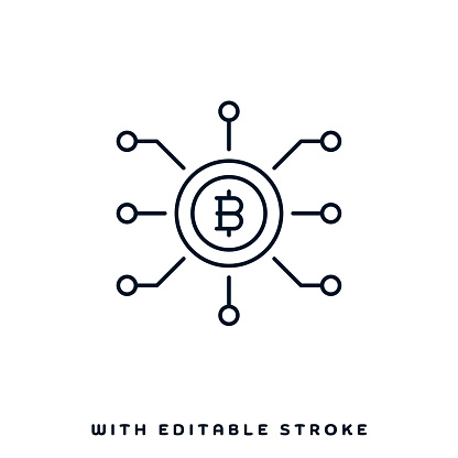 Distributed ledger concept graphic design can be used as icon representations. The vector illustration is line style, pixel perfect, suitable for web and print with editable linear strokes.