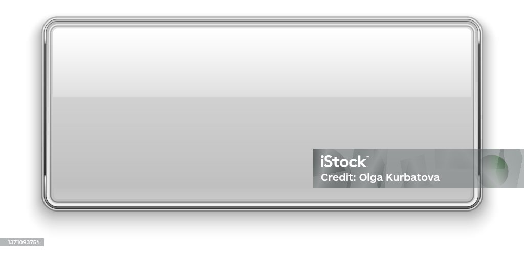 Rectangle Button Template Clear White Glossy Metal Shape Stock ...