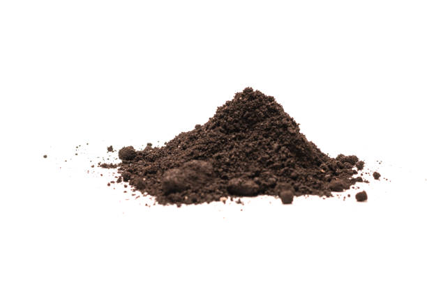 istock Black land for plant isolated on white background. 1371094603