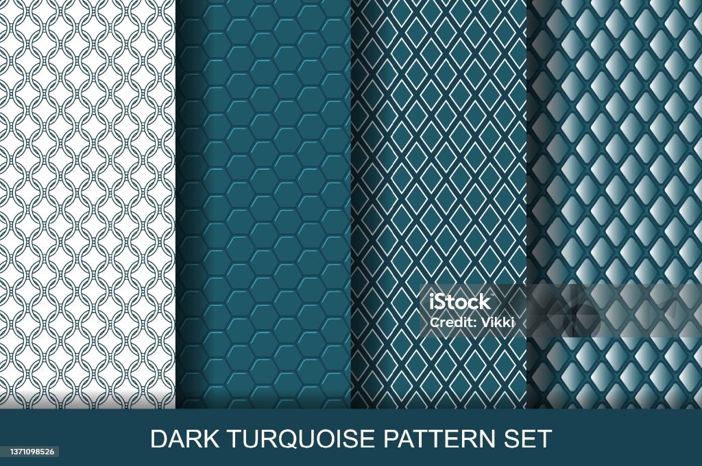 Turqoiswe Patterns Dark Turquoise Pattern Set Stock Illustration - Download Image Now ...