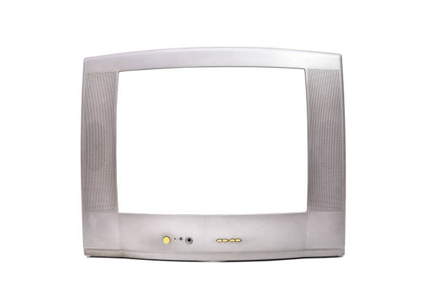 istock Analog silver television with clipping path isolated on white background. TV technology 1371102478