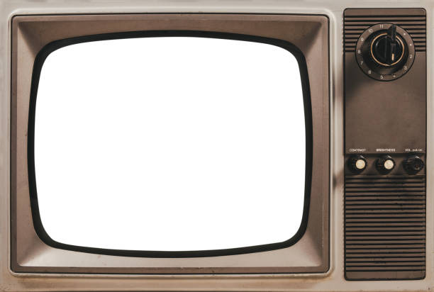 istock Vintage old TV cut out screen with clipping path, retro television technology, close up 1371102487