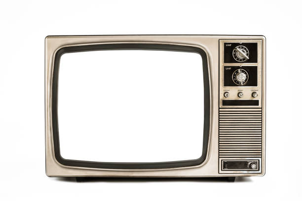 istock Old television isolated on white background, retro vintage TV style 1371102509