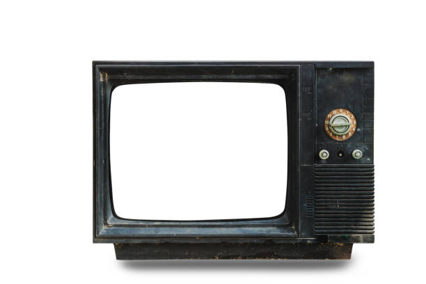 istock Retro black old tv with clipping path isolated on white background. 1371102539