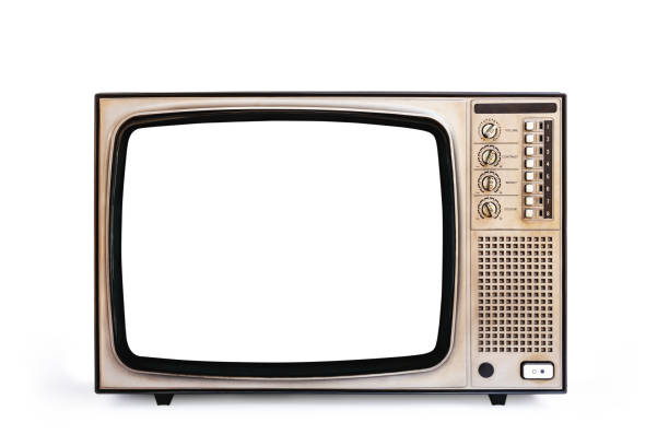istock Retro old television cut out white screen isolated on white background, clipping path 1371102544