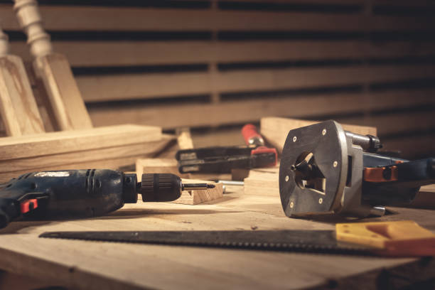 istock Different construction tools with Hand tools for home renovation on wooden board maintenance and reparing concept. 1371102622