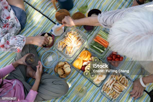 Delicious Picnic Food Outdoors Stock Photo - Download Image Now - Snack, Healthy Eating, Summer