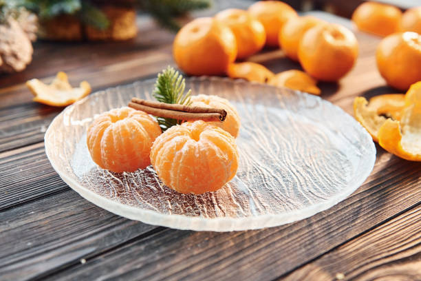 istock Fruits is on the table. Christmas background with holiday decoration 1371105547