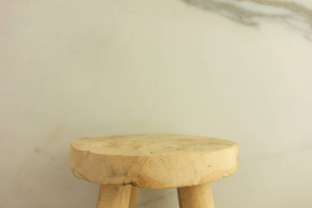 istock Rustic wooden podium on gray background 1371106257
