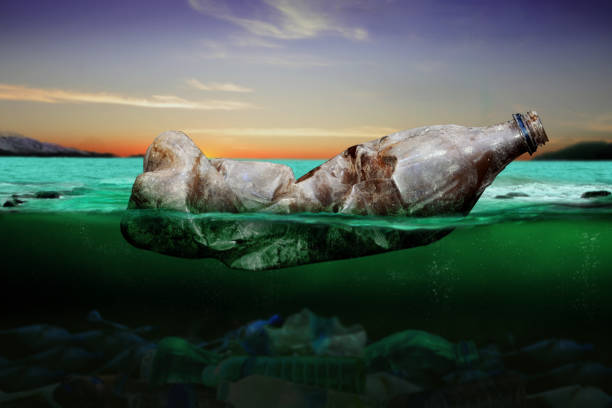 istock Plastic bottle, pollution that floats in the ocean (Environment concept) 1371111383