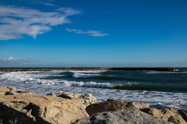 Waves on the Mediterranean coast in Saintes-Maries-de-la-Mer