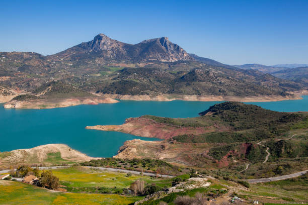 Zahara El Gastor Reservoir, Andalusia, Spain Zahara El Gastor Reservoir is a reservoir in Zahara de la Sierra and El Gastor, province of Cádiz, Andalusia, Spain. grazalema stock pictures, royalty-free photos & images