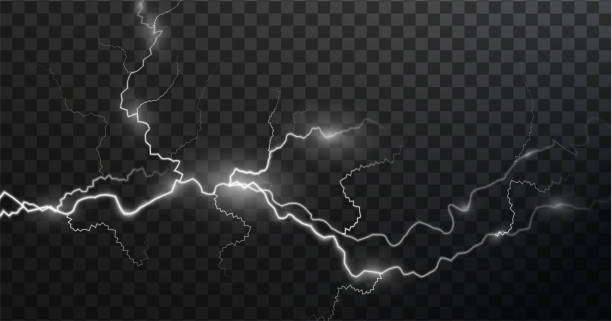 ilustraciones, imágenes clip art, dibujos animados e iconos de stock de luz aislada vector relámpago png. líneas abstractas de luz mágica. efectos realistas de rayos naturales - lightning