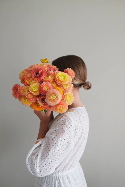 Woman with beautiful bouquet.
