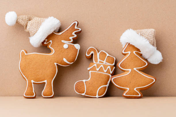 istock Gingerbread man, cookies and Christmas decor on pastel background. 1371123437