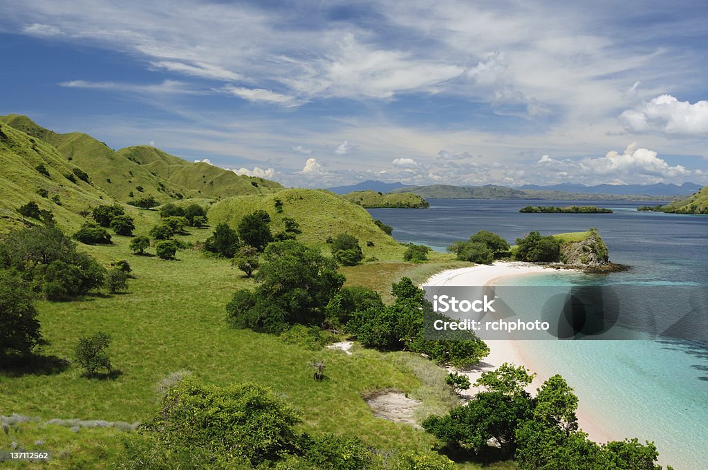 Indonesian Komodo National Park - isladnds paradise for diving and exploring. The most populat tourist destination in Indonesia, Nusa tenggara. Bay of Water Stock Photo